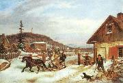 Cornelius Krieghoff The Toll Gate, oil painting reproduction
